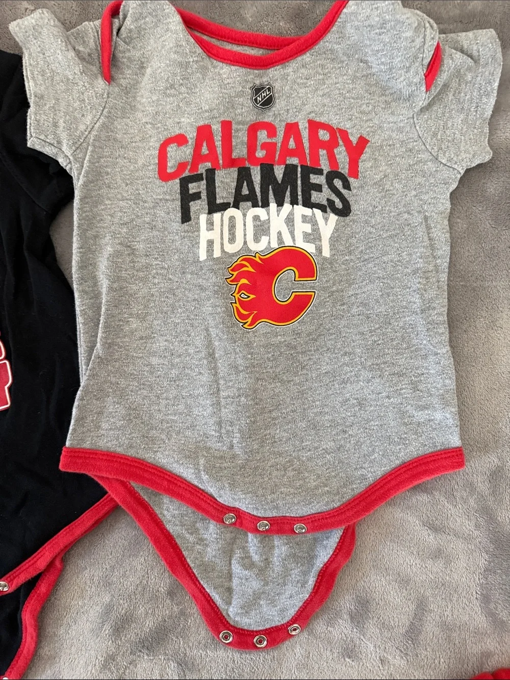 NHL Calgary Flames Baby Bodysuit Bundle - Red, Black, Gray